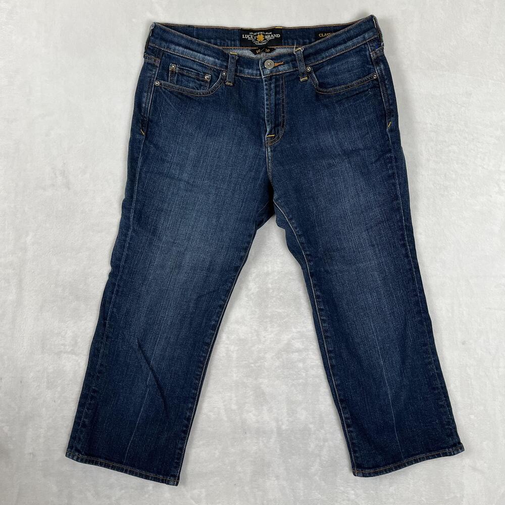 Lucky Brand Classic Rider Crop Jeans Womens 10/30 Blue Medium Wash Stretch Denim